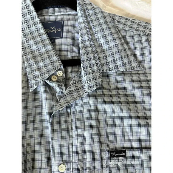 Facconable Men's Blue Gingham Long Sleeve Button Down Shirt Size XXL - Picture 6 of 7